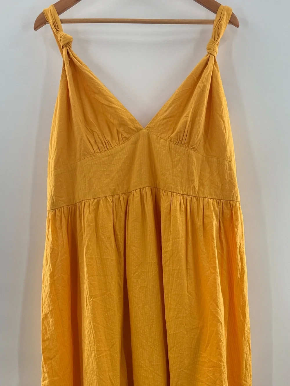 NWT Abercrombie & Fitch Cotton Tiered Smocked Maxi Dress Golden Yellow Size XL